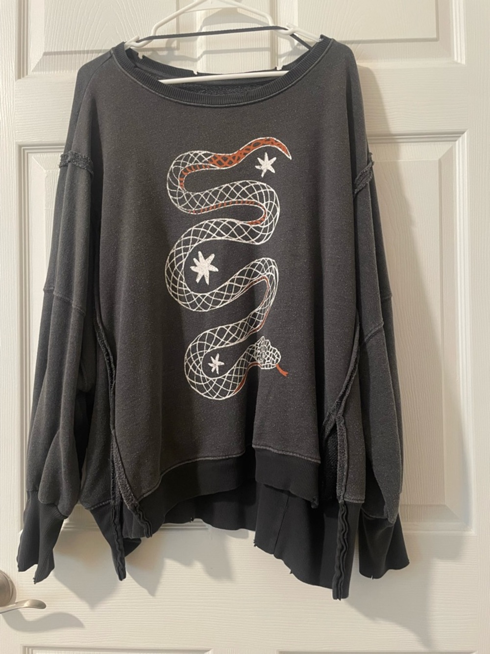 We The Free • Free People • Black Crewneck Sweatshirt with Snake Graphic